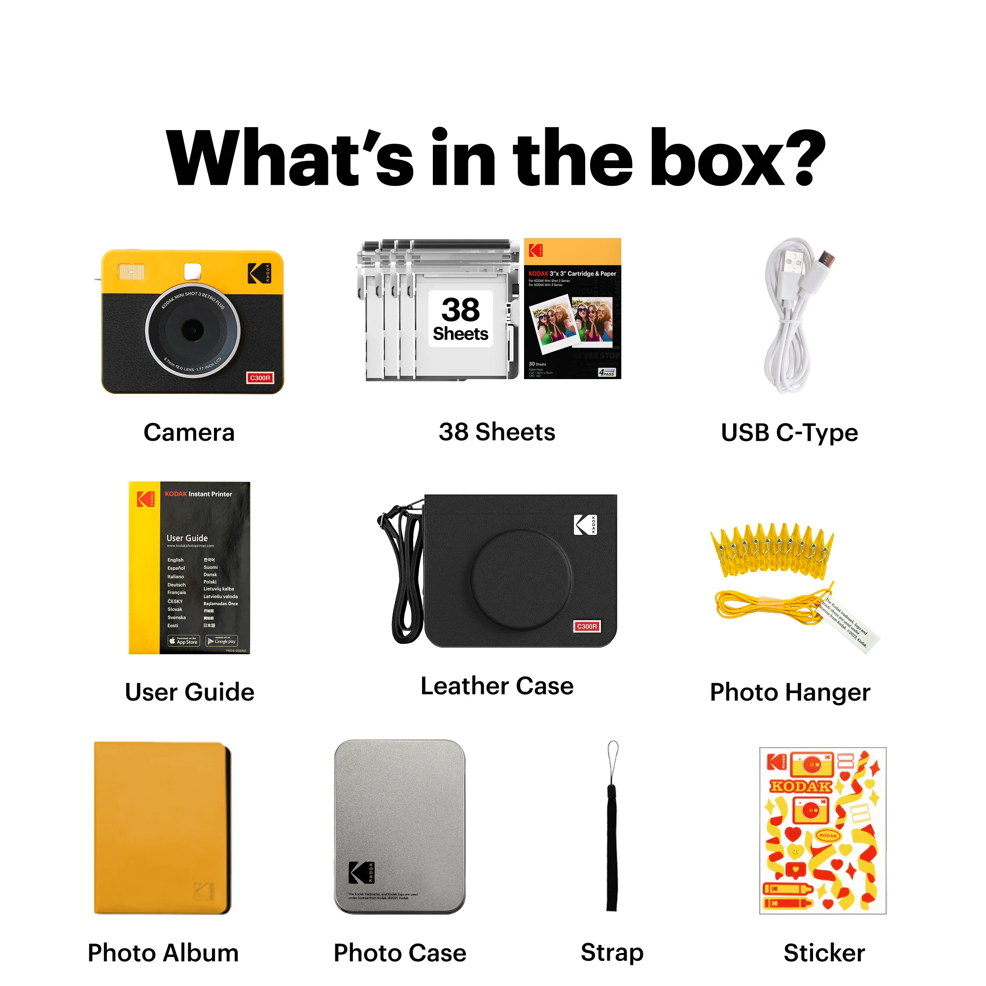 KODAK Mini Shot 3 Retro 3x3 Inch C300R 38 Sheet Gift Bundle - Image 9