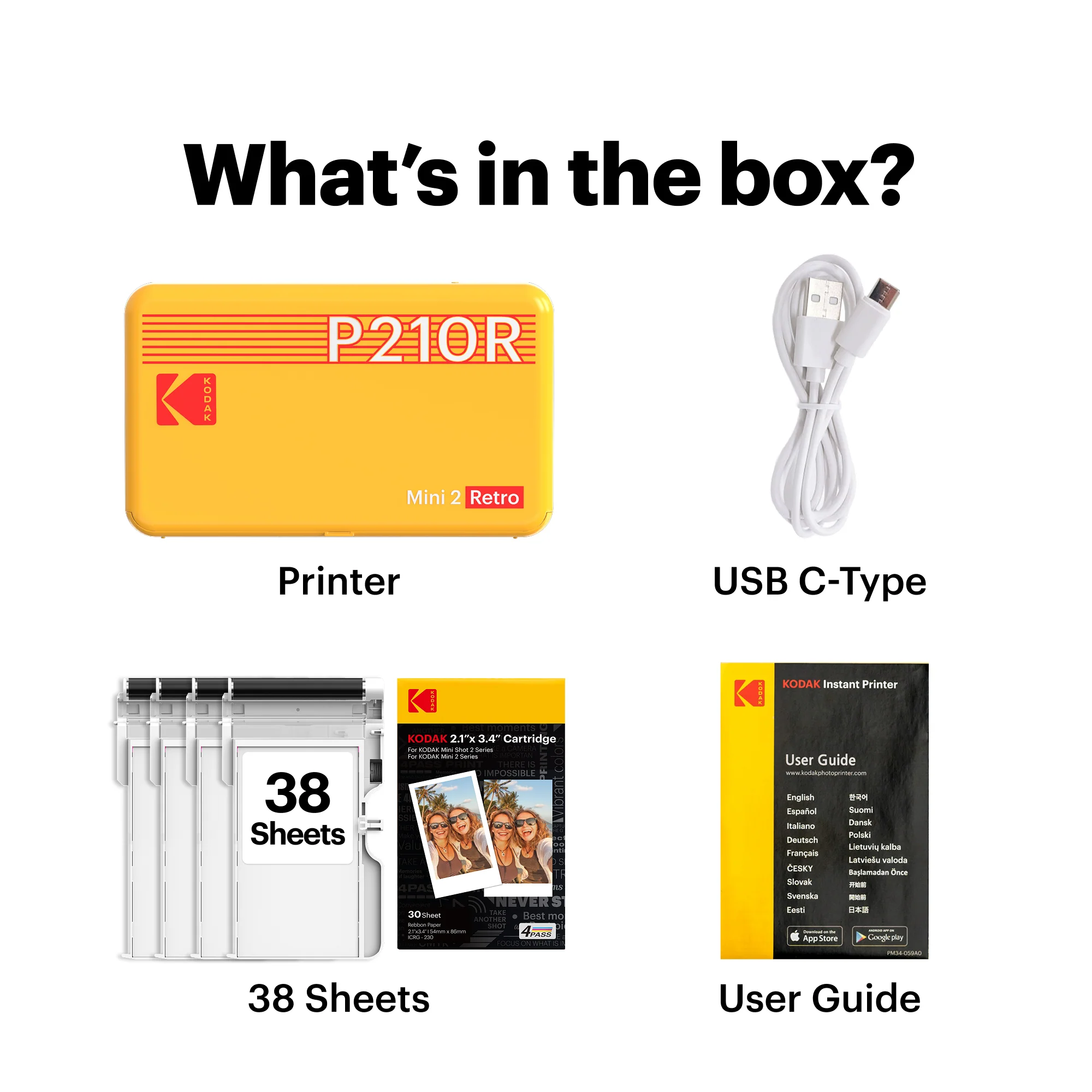 [Yellow only] KODAK Mini 2 Retro 2.1x3.4 Inch P210R 38 Sheet Bundle - Image 8