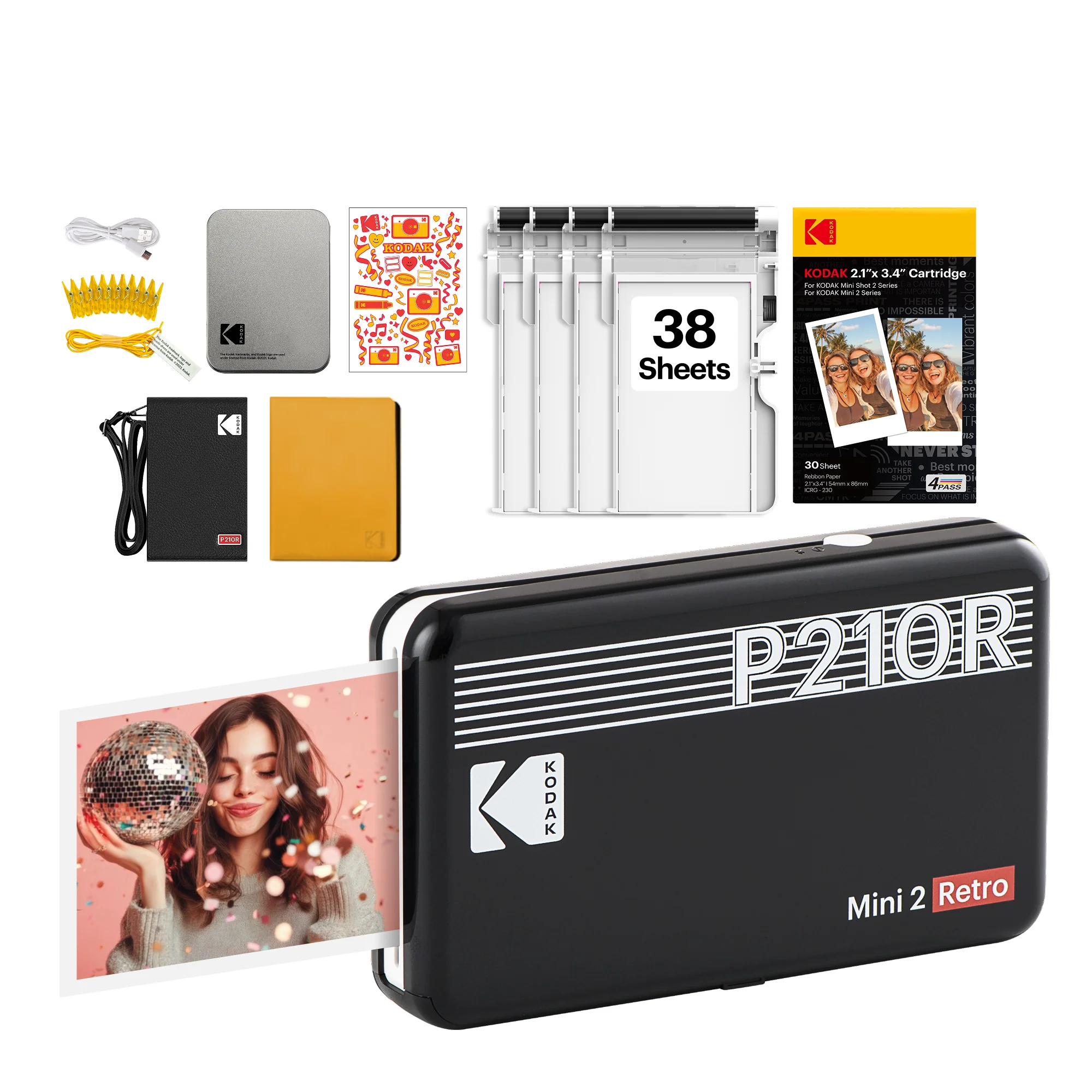 KODAK Mini 2 Retro 2.1x3.4 Inch P210R 38 Sheet Gift Bundle - Image 3