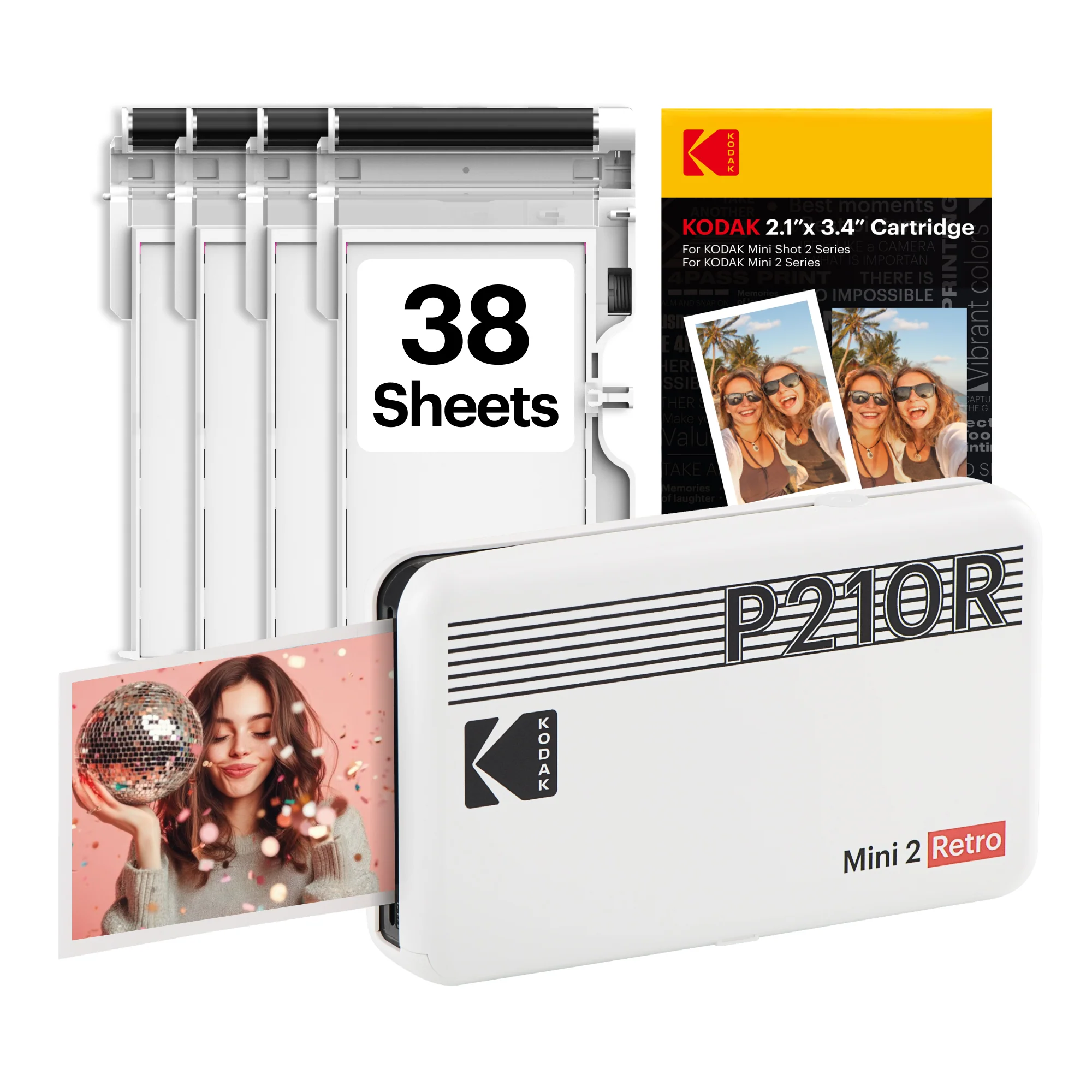 KODAK Mini 2 Retro 2.1x3.4 Inch Printer P210R 38 Sheet Bundle - Image 4