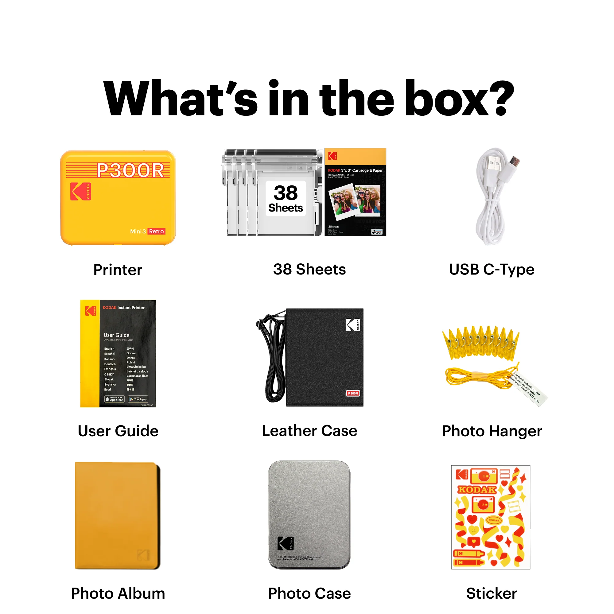 KODAK Mini 3 Retro 3x3 Inch P300R 38 Sheet Gift Bundle - Image 10