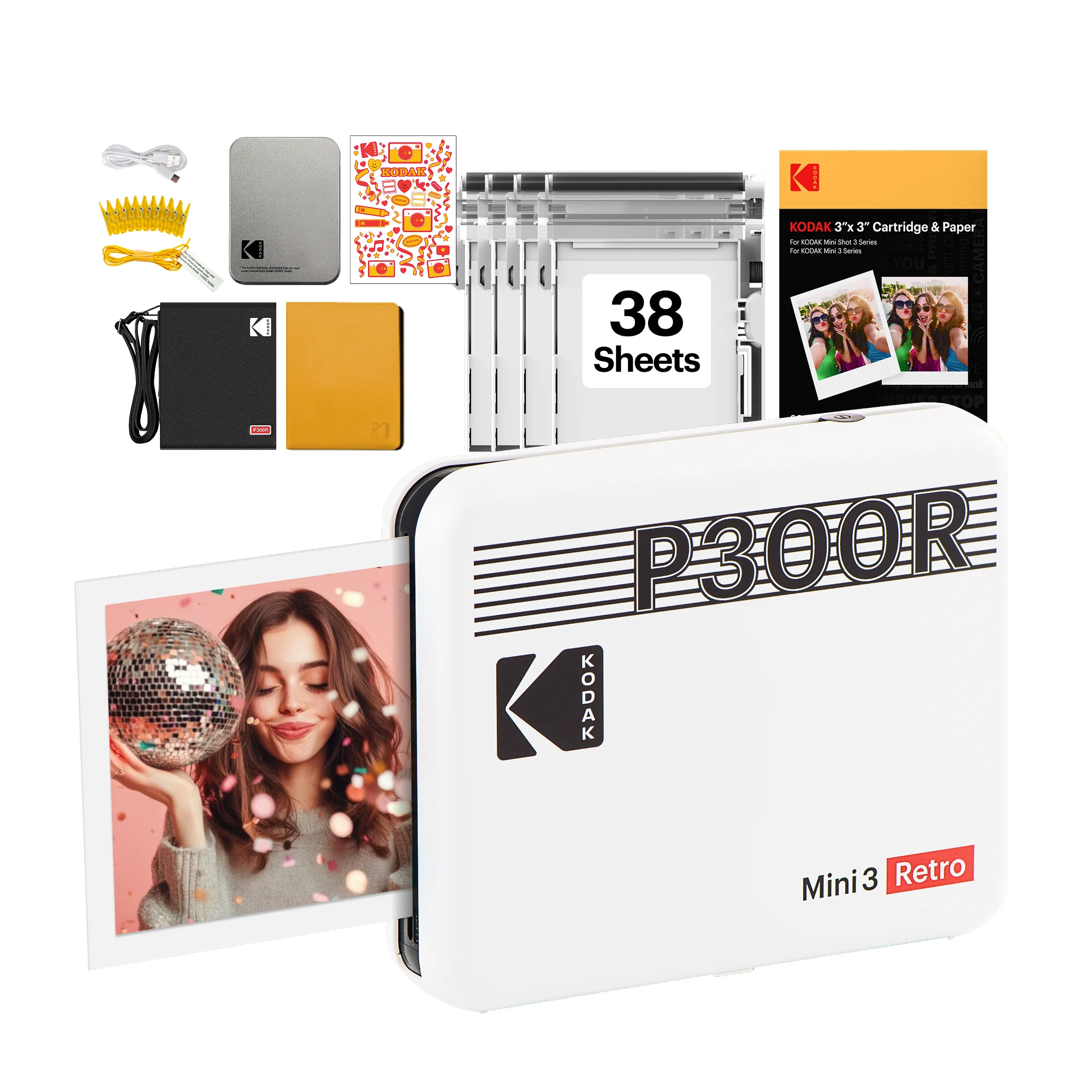 KODAK Mini 3 Retro 3x3 Inch P300R 38 Sheet Gift Bundle - Image 3