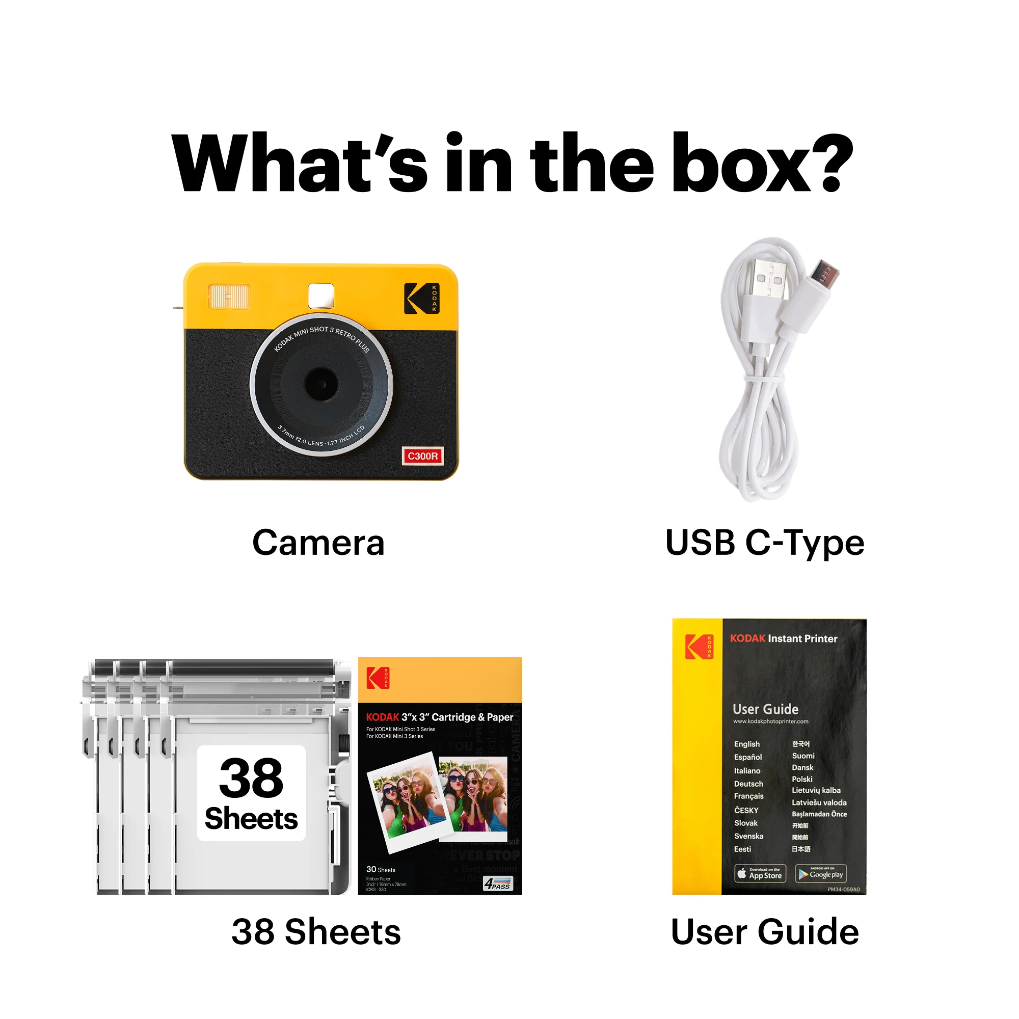 KODAK Mini Shot 3 Retro 3x3 Inch C300R 38 Sheet Bundle - Image 9