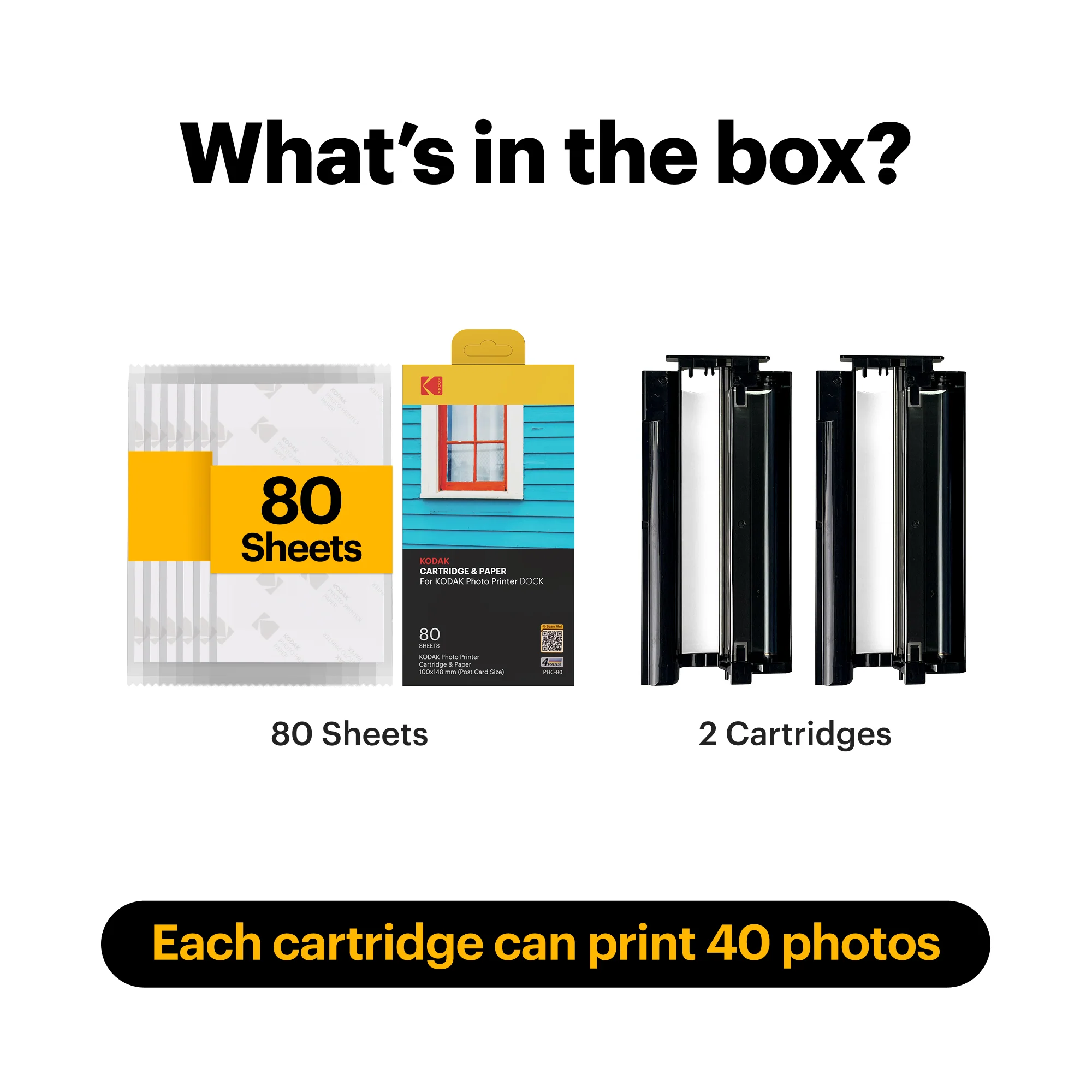 KODAK 4PASS 4x6 Inch Cartridge & Paper, 80 Photos (PHC-80) - Image 3