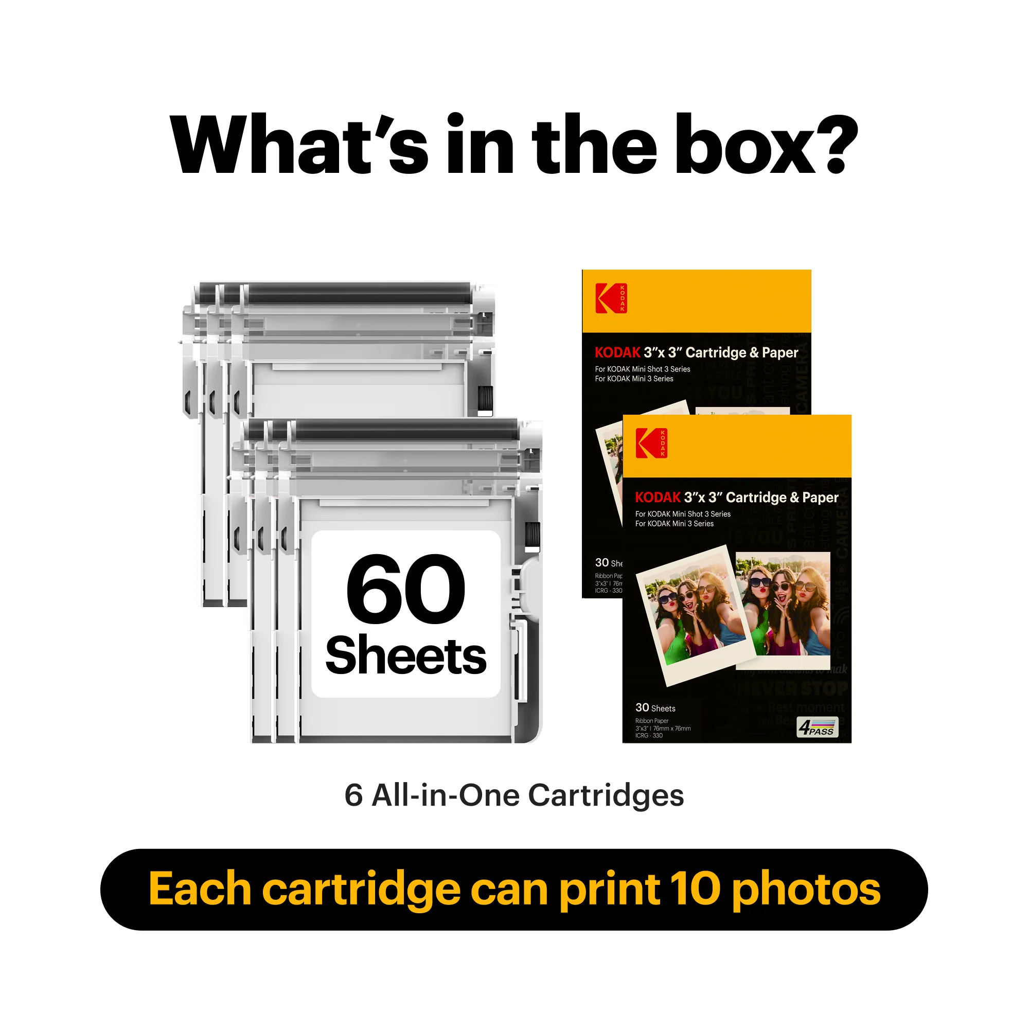 KODAK 4PASS All-in-one 3x3 Inch Cartridge, 60 Photos (ICRG-360) - Image 3